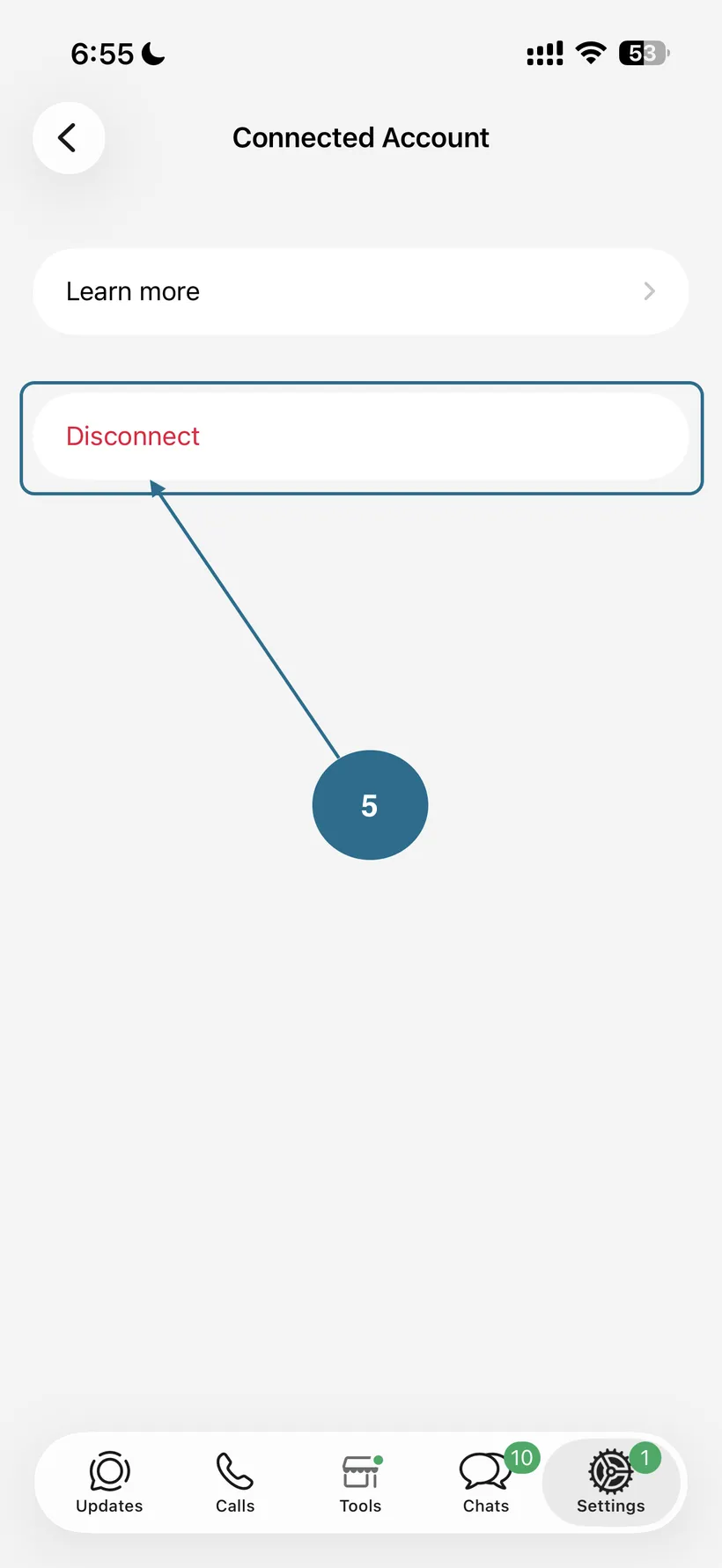 Tap Disconnect.